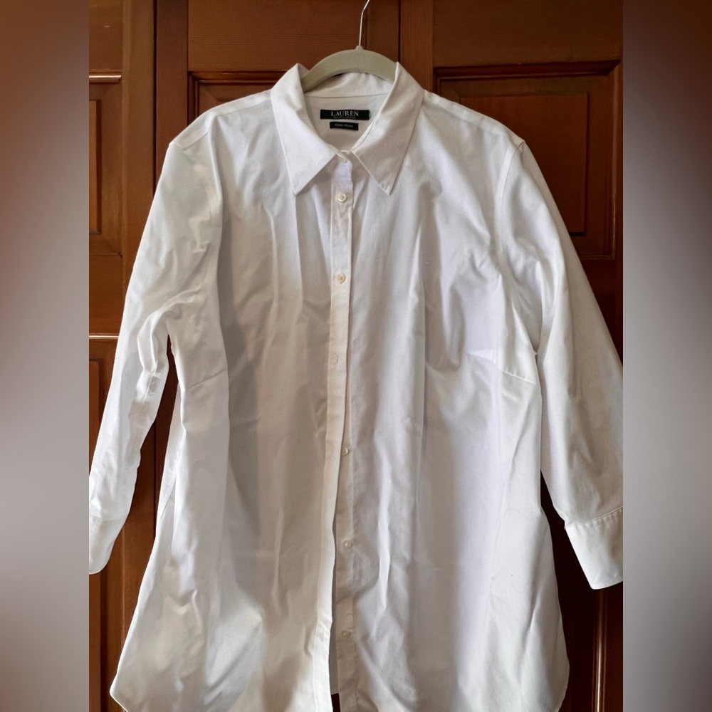 Ralph Lauren 3/4 length sleeve button down no-iron blouse 1X